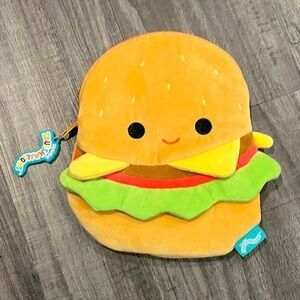 Squishmallows Burger Plush Pouch – Zippered Storage – Super Cute & Soft!